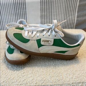 Puma Green and White Sneakers with Brown Sole